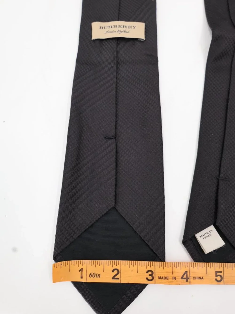 Burberry Tie mens L58 houndstooth Check Pattern Silk black formal dressy event